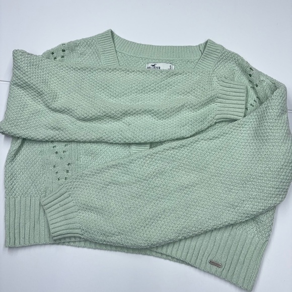 Hollister Mint Green Cropped Cardigan Size S Button Front Knit - Picture 10 of 14